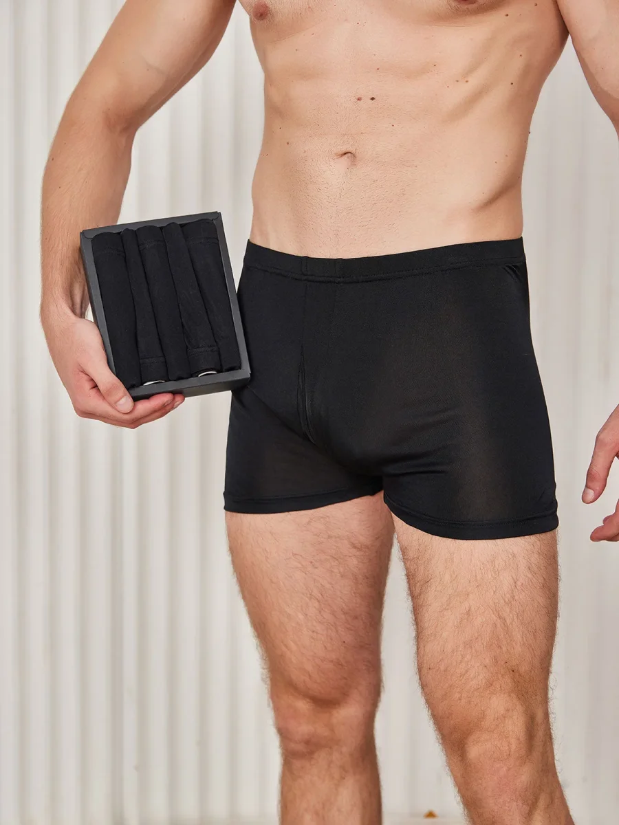 5 Piezas Bóxers de Hombre en Seda Pura con Bragueta - Imagen 6