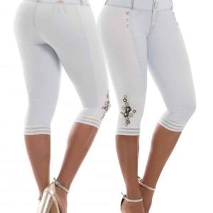 PANTALON COLOMBIANO CAPRI  BORDADO SIN BOLSILLOS 704507 LUJURIA