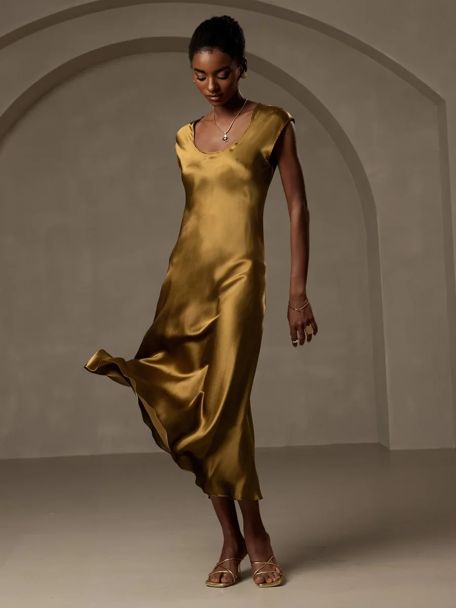 19Momme Vestido Casual Sin Mangas de Seda - Imagen 6