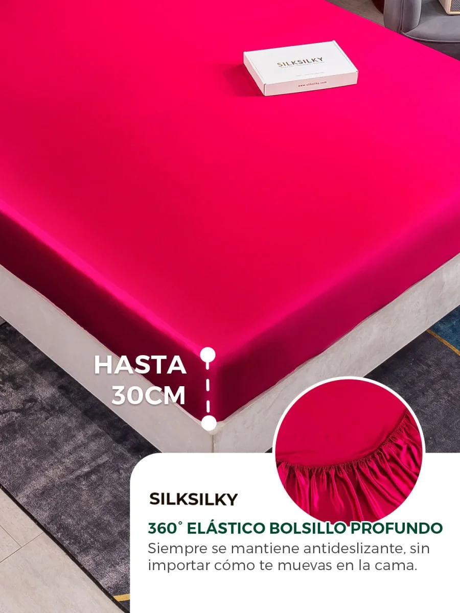 19Momme Juego De Seda De 4 Piezas: Funda Nórdica + Sábana Ajustable + 2 Fundas De Almohada - Imagen 5