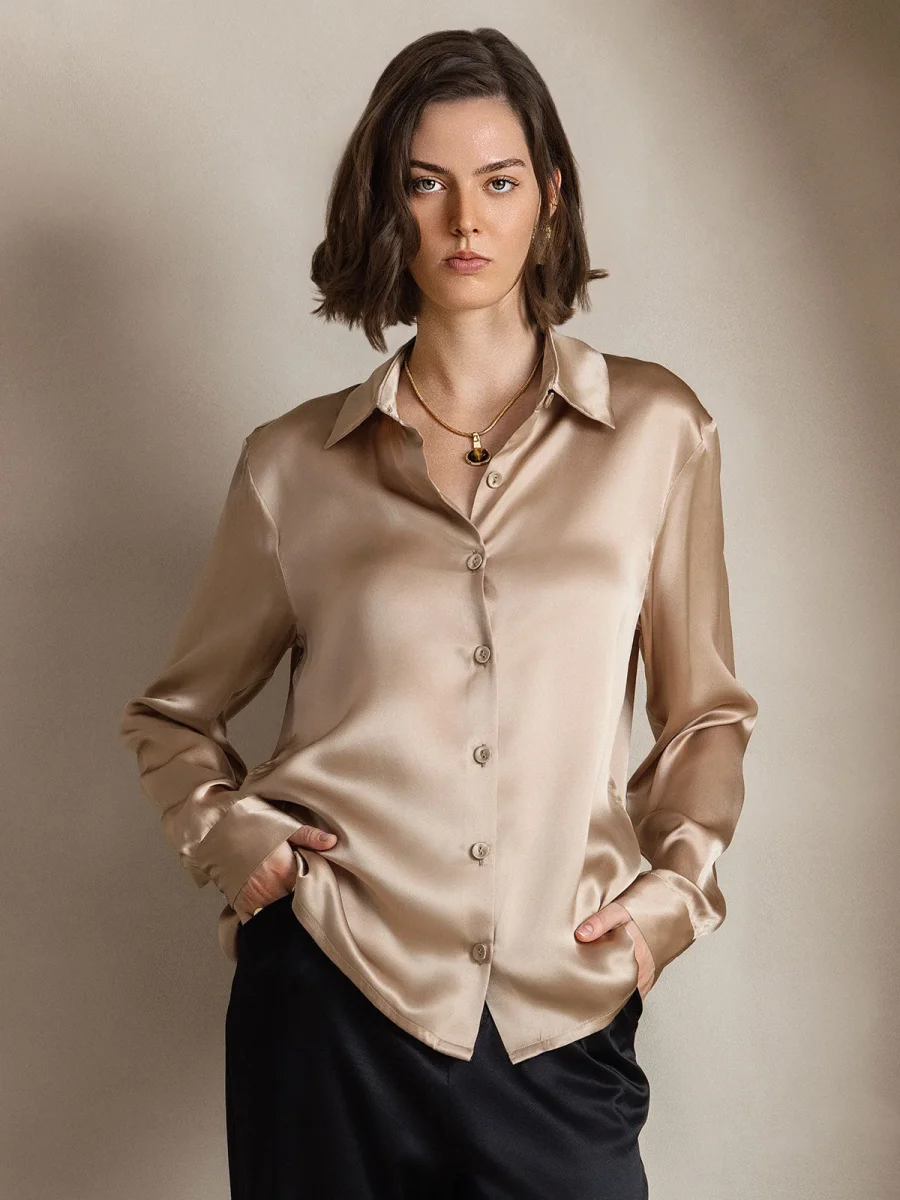 Camisa básica de seda