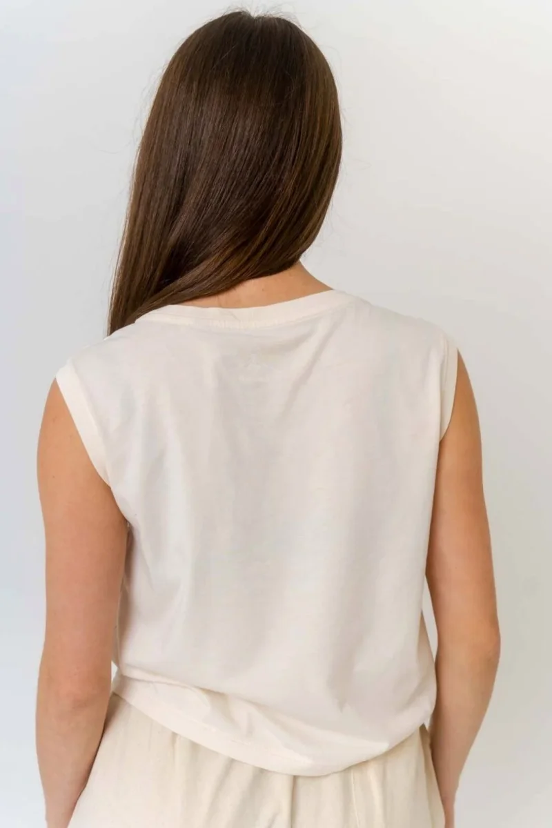 Camiseta crop sin mangas - Marfil Antiguo - Imagen 3