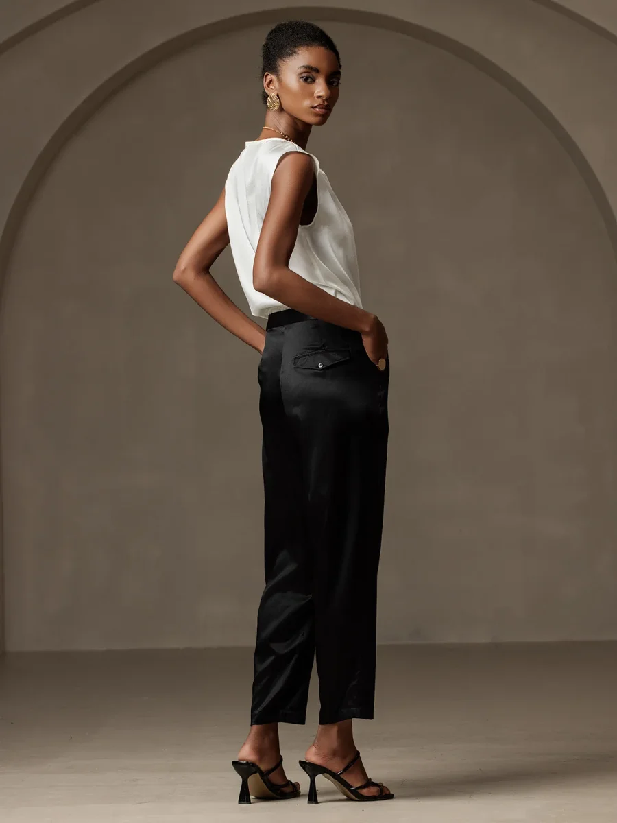 19Momme Pantalones de seda a la moda estilo carrot - Imagen 9