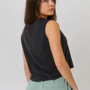 Camiseta crop sin mangas - Gris Carbón Antiguo