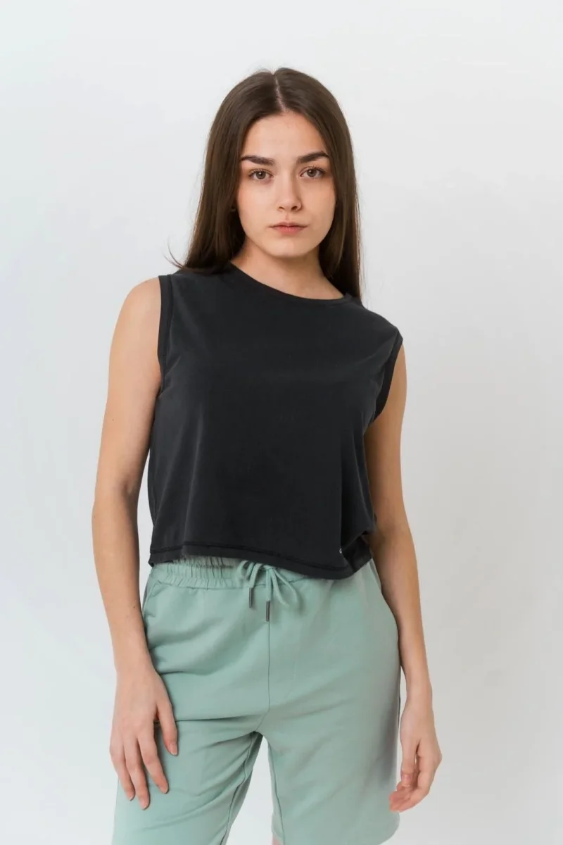 Camiseta crop sin mangas - Gris Carbón Antiguo - Imagen 3