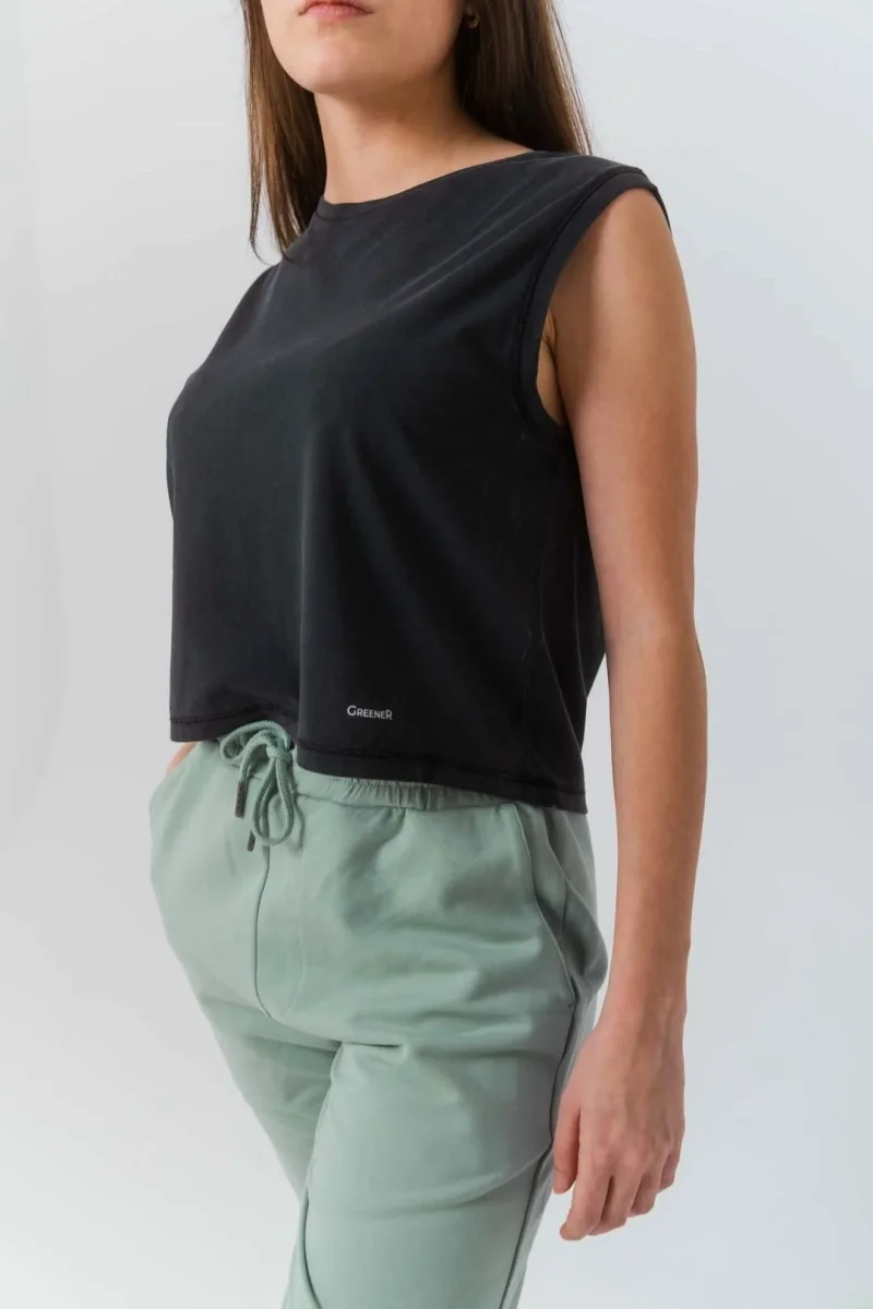 Camiseta crop sin mangas - Gris Carbón Antiguo - Imagen 4