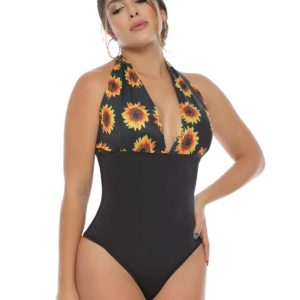 BODY REDUCTOR ESCOTE EN V ESTAMPADO GIRASOLES 9072
