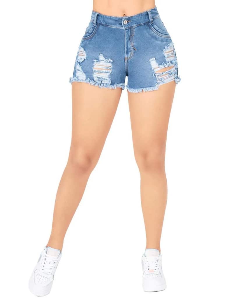 SHORT MEZCLILLA ROTOS CORTO CON REALCE PUSH-UP LEVANTACOLA 1204D - Imagen 2