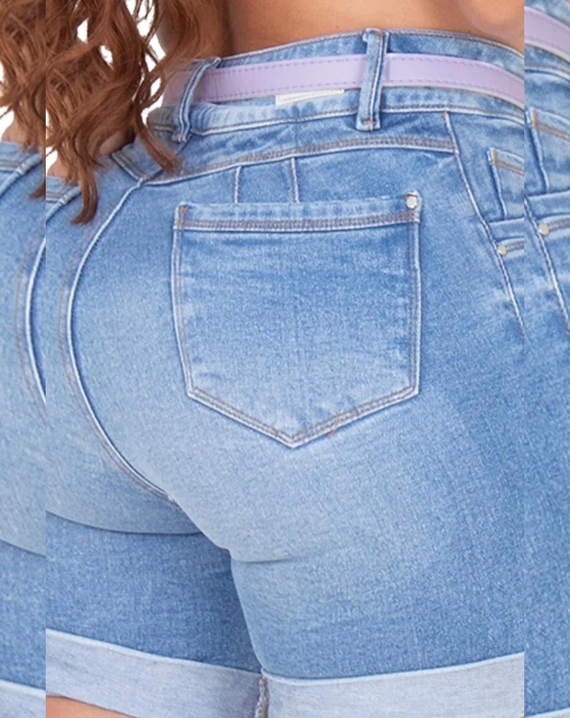 SHORT MEZCLILLA ROTOS CON BOLSILLOS CLÁSICOS DE REALCE LEVANTACOLA 1365D - Imagen 5