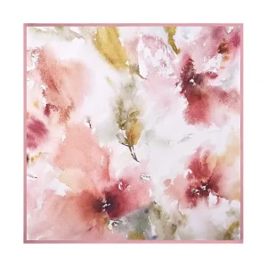 Pañuelo Cuadrado de Seda Pura con Flores y Ribete Rosa 53*53 cm