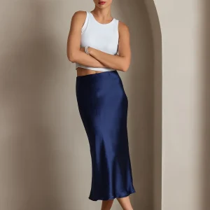 Falda Elegante Básica de Seda Pura