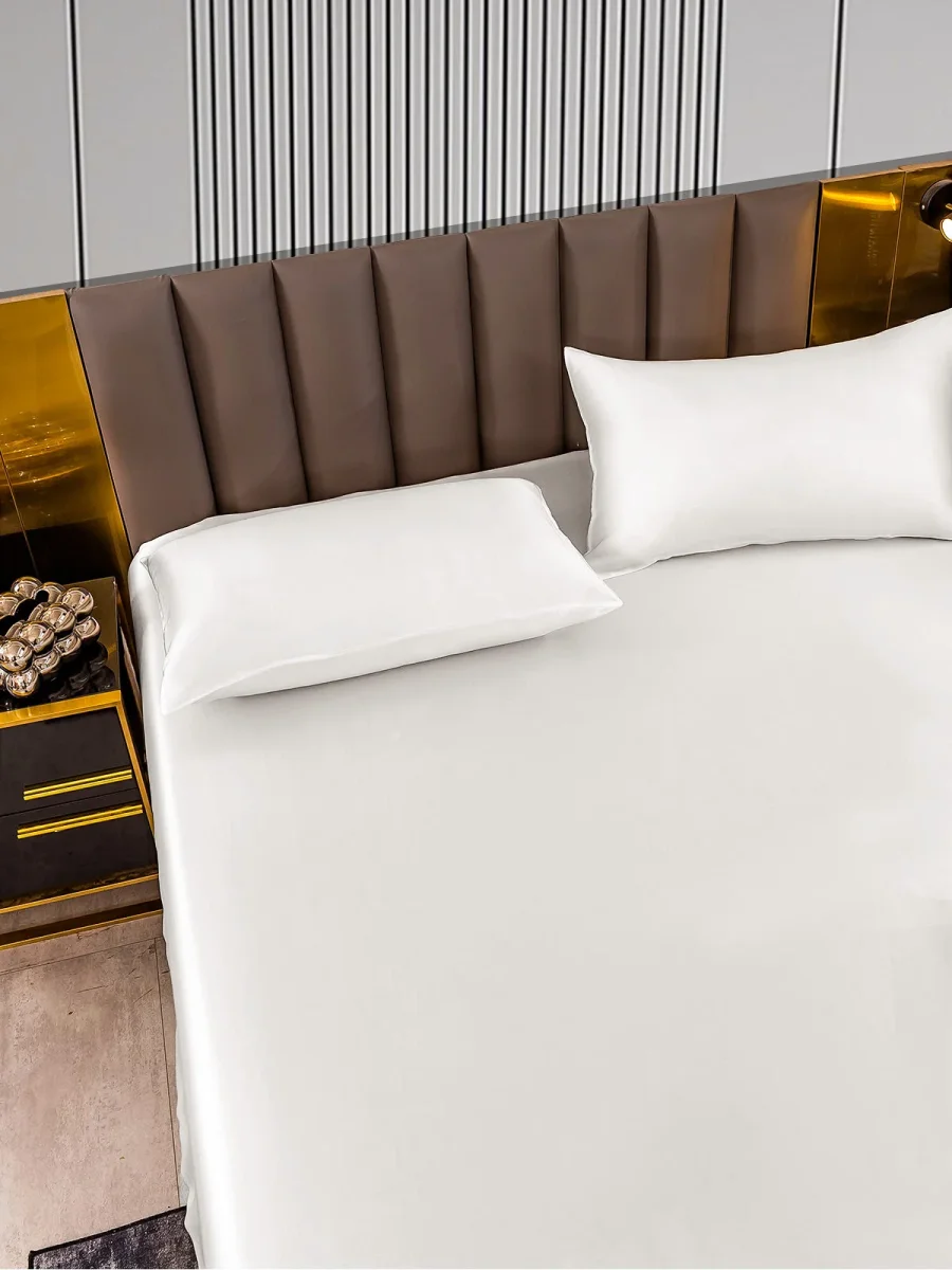 22Momme Juego De Seda De 3 Piezas: Sábana Bajera+2x Fundas De Almohada - Imagen 6
