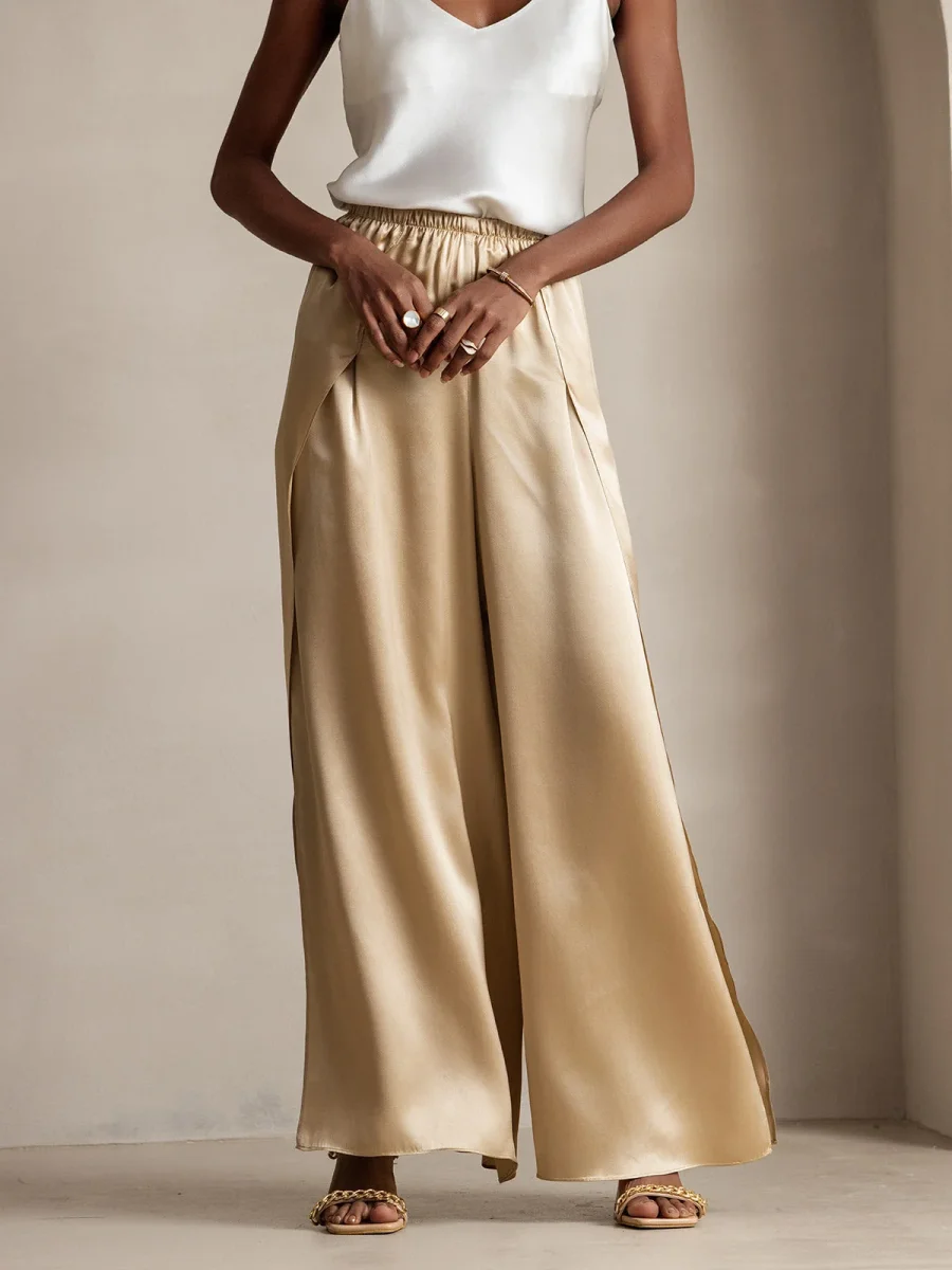 19Momme Pantalones de Seda a Fisura Alta - Imagen 4