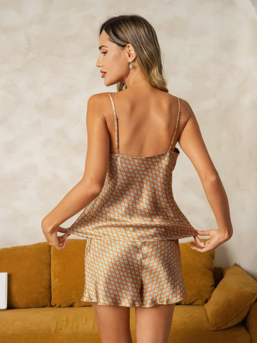 Conjunto De Camisola Con Tirantes Y Estampado Geométrico En Seda Pura - Imagen 3
