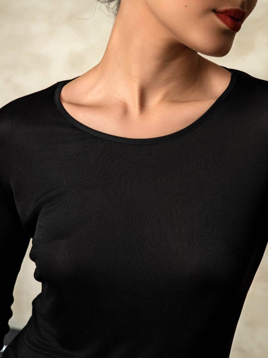 Ropa Interior De Mujer De Manga Larga De Jersey De Seda - Imagen 6
