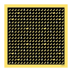 Pañuelo De Seda De Morera 100 Por Ciento Con Estampado De Banana Tamaño 90 x 90 cm