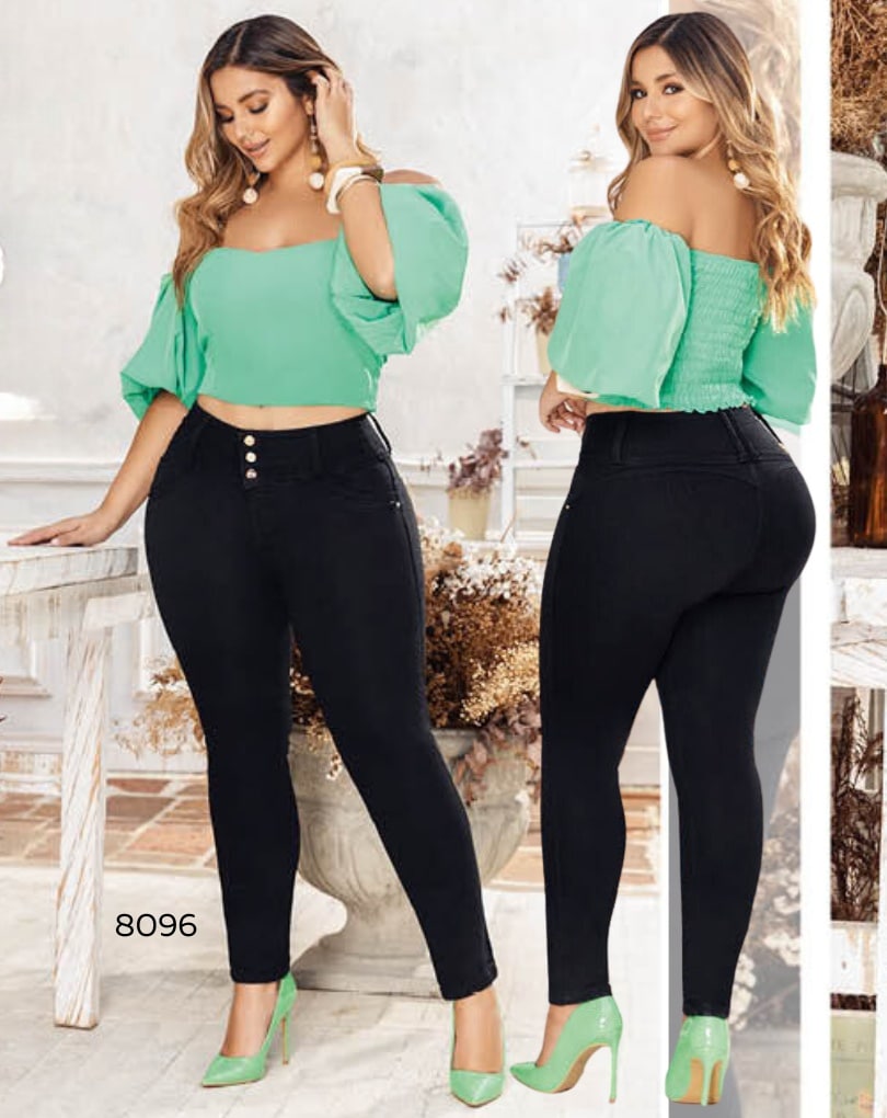 PANTALÓN VAQUERO LEVANTACOLA CLÁSICO SIN BOLSILLOS 8096 - Imagen 2
