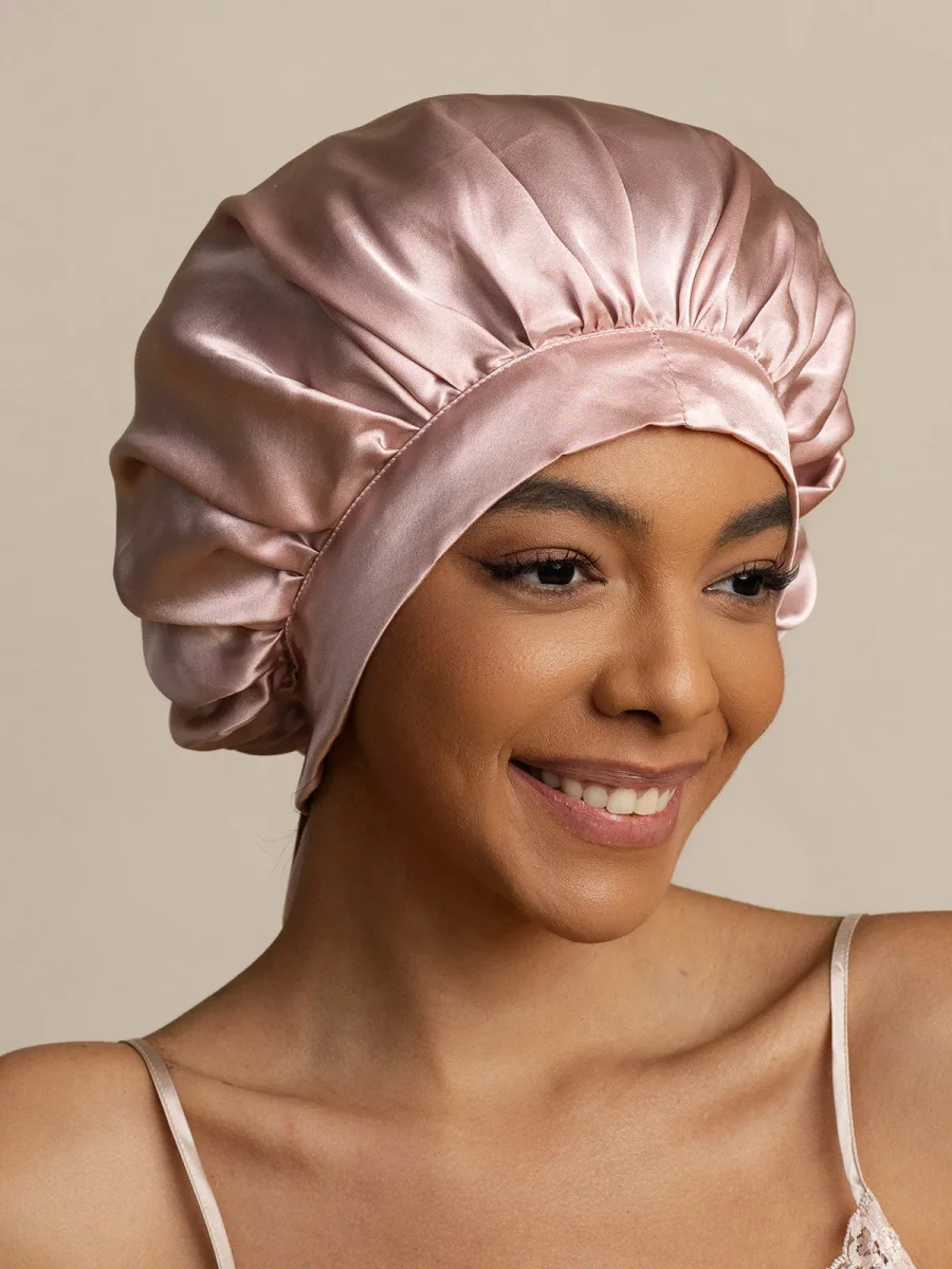 Gorro de Dormir para Mujer de 100% Seda de Mora con Cintas Largas - Imagen 7
