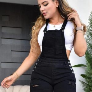 JARDINERA SHORT  BOLSILLOS DE REALCE PUSH-UP NEGRO 3022C