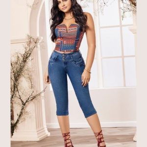 PANTALÓN COLOMBIANO PIRATA CON PRETINA ANCHA 8099