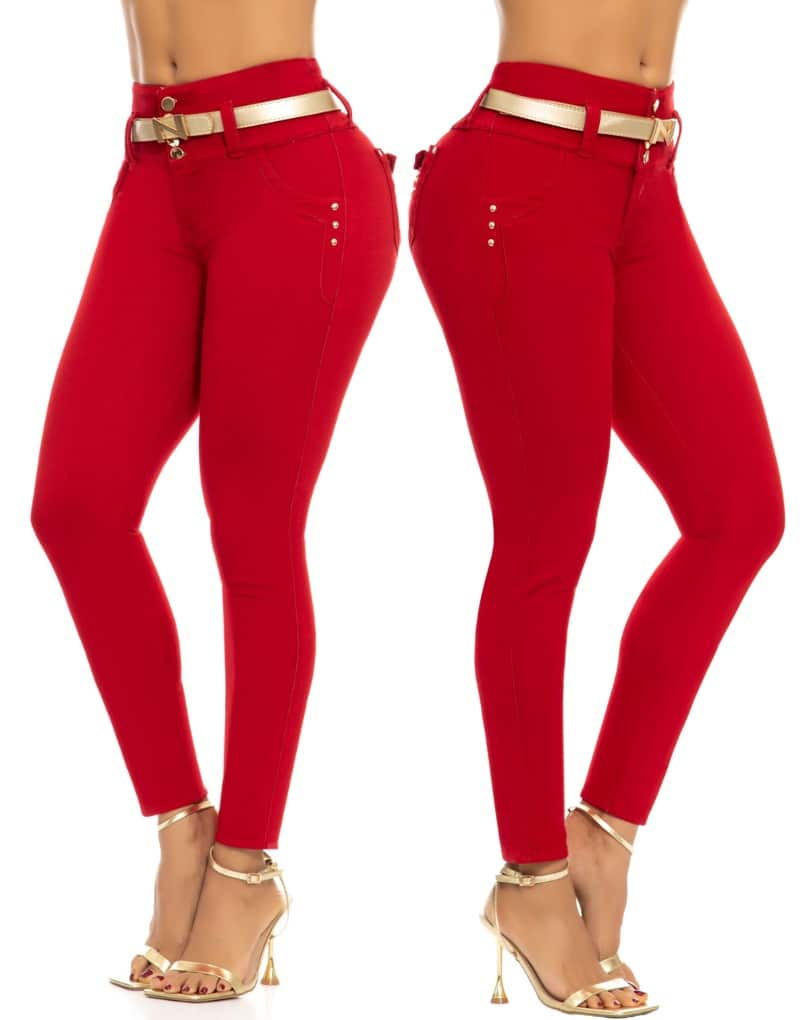 JEANS LEVANTACOLA COLOMBIANO 4 BOTONES ROJO 64202 NYE - Imagen 4