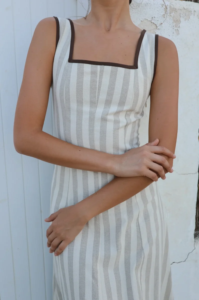 Vestido Terra Rayas Beige - Imagen 4