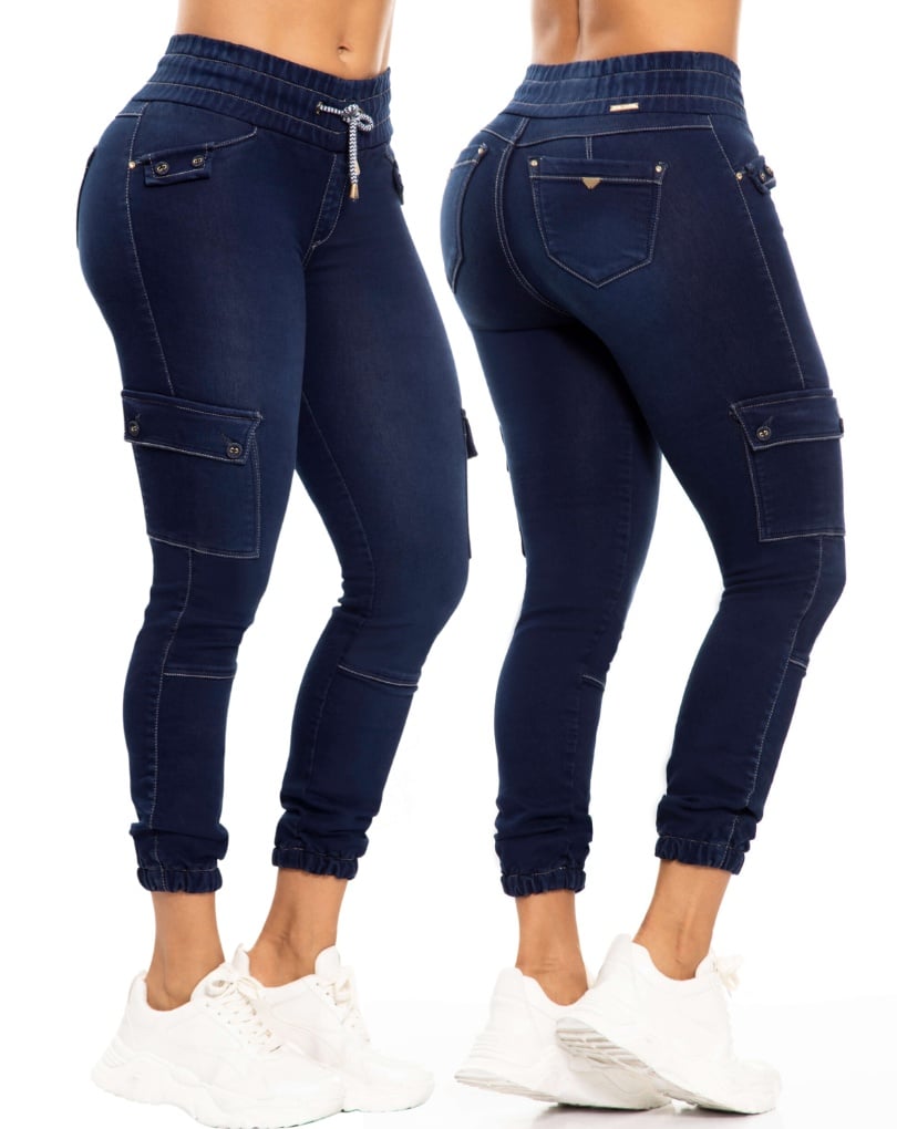 PANTALON COLOMBIANO JOGGERS CON REALCE LEVANTACOLA 90643 ENE2 - Imagen 3