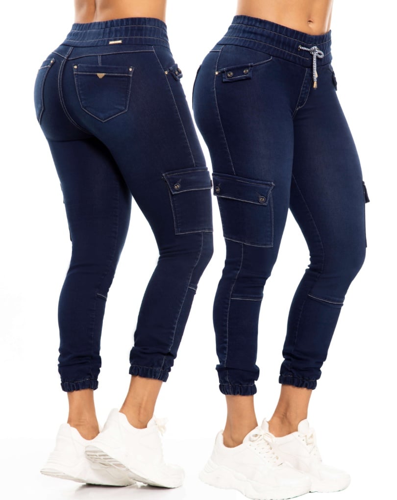 PANTALON COLOMBIANO JOGGERS CON REALCE LEVANTACOLA 90643 ENE2 - Imagen 4