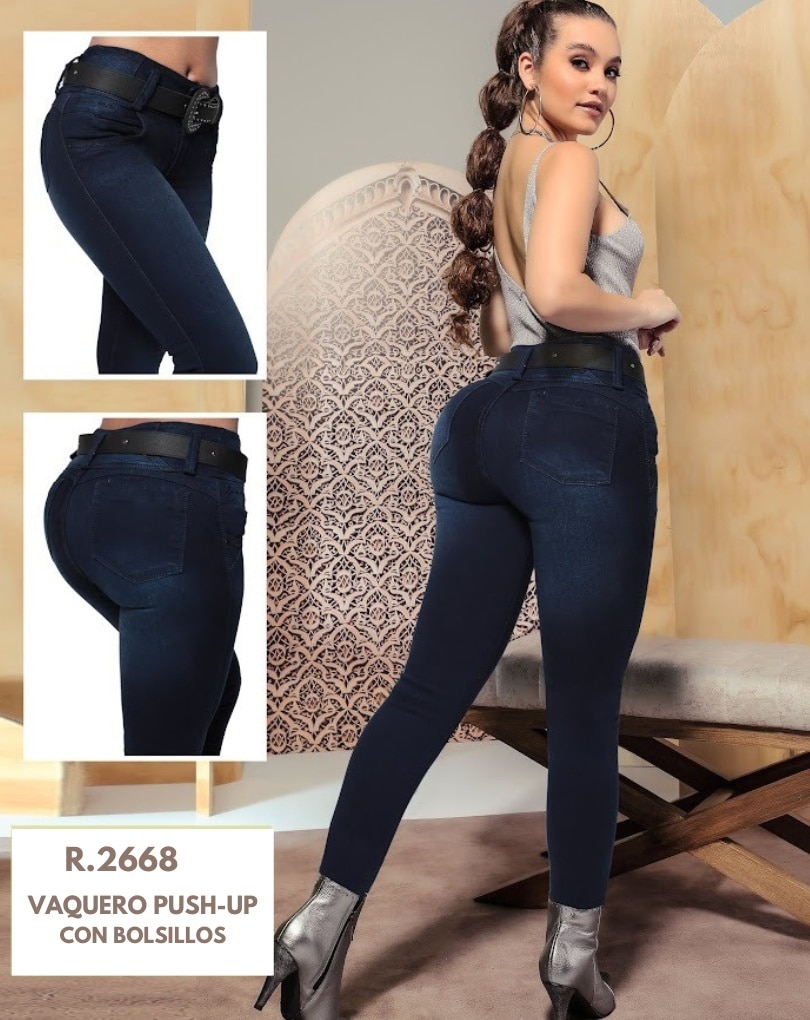 JEANS COLOMBIANO DAMA CON BOLSILLOS LEVANTACOLA 2668