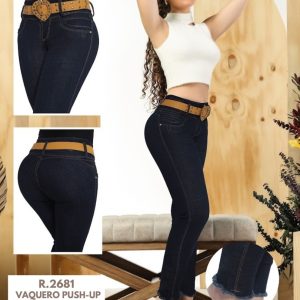 PANTALÓN COLOMBIANO LEVANTACOLA SIN BOLSILLO AZUL OSC 2681