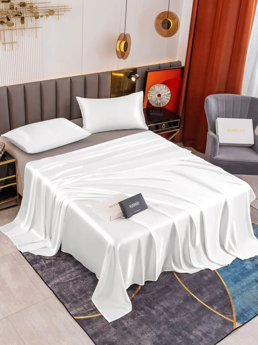 19Momme Juego de 3 piezas de seda: sábana encimera + 2 fundas de almohada - Imagen 2