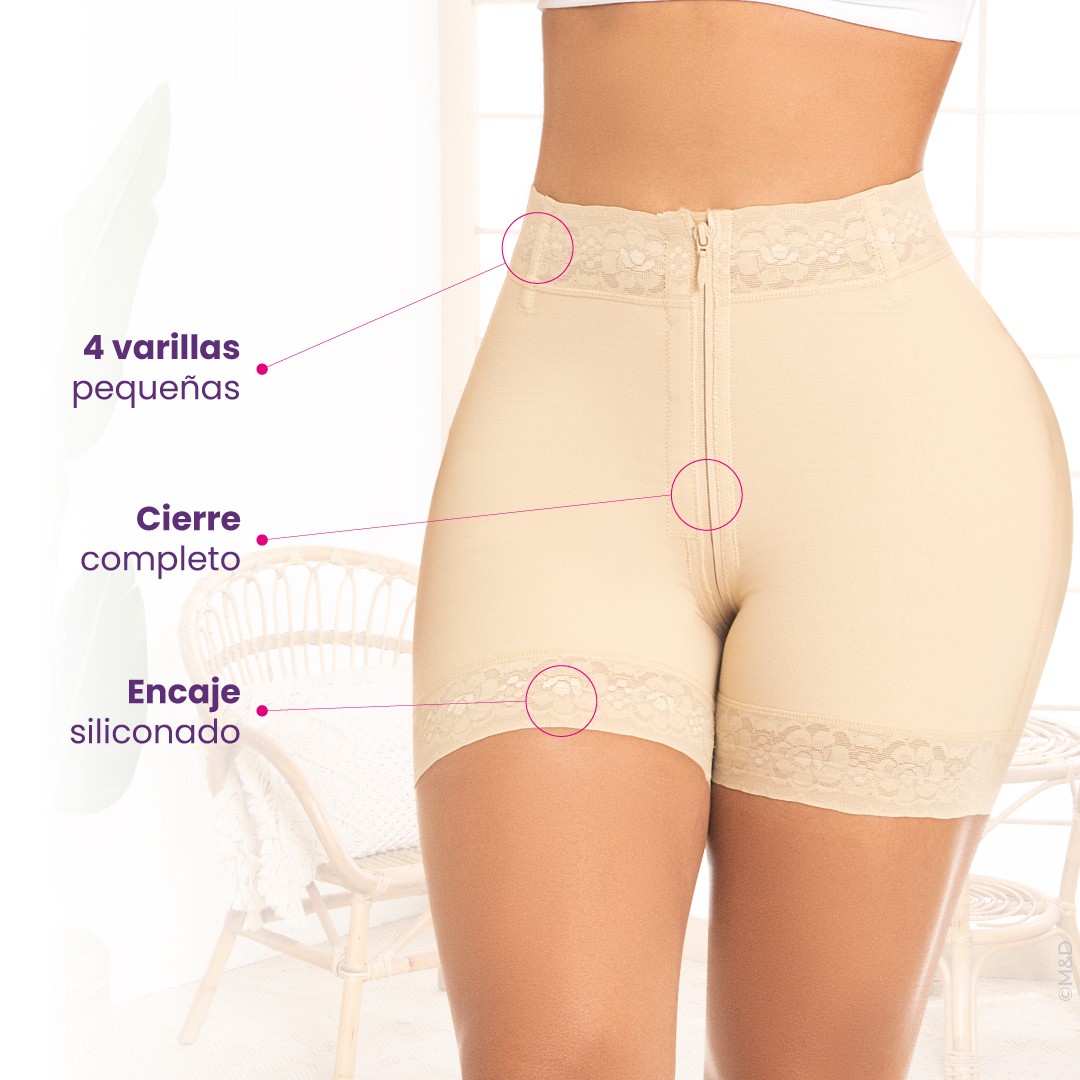 SHORT TALLE ALTO LEVANTA GLÚTEOS CREMALLERA COMPLETA STA-3722MYD - Imagen 4