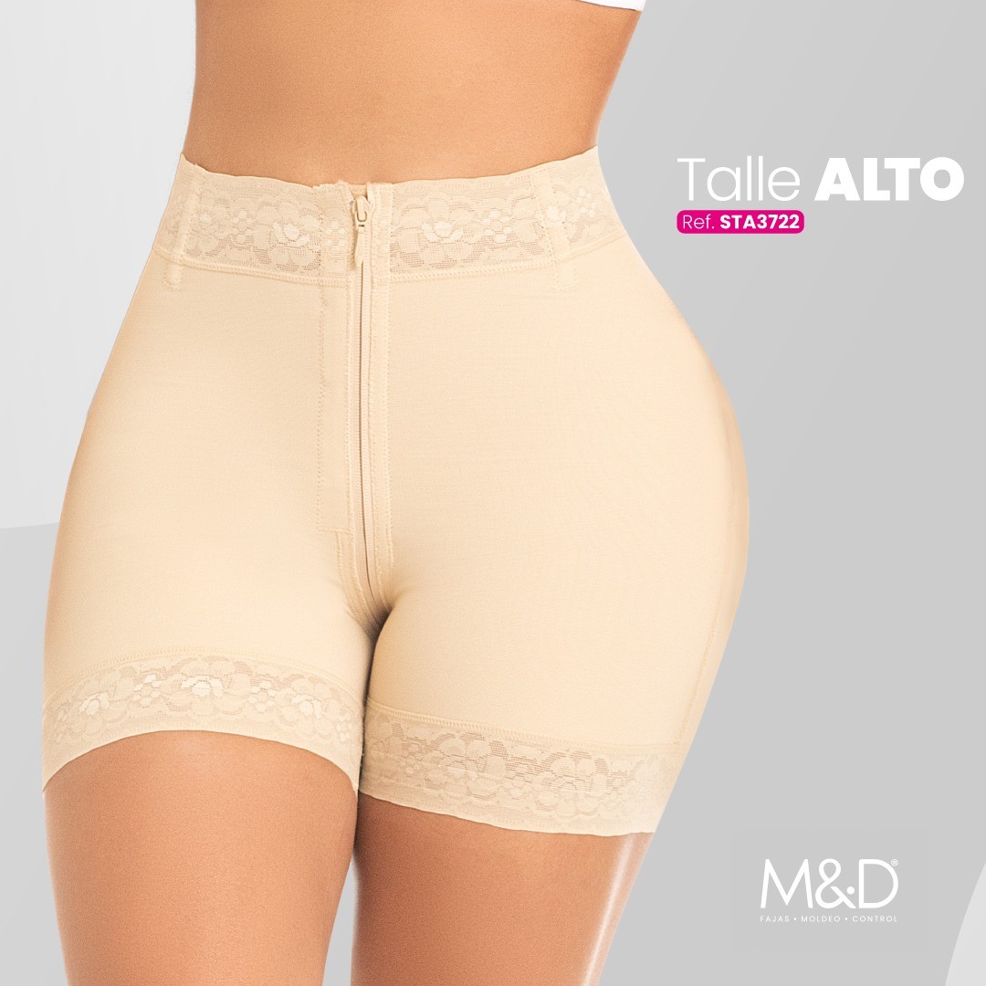 SHORT TALLE ALTO LEVANTA GLÚTEOS CREMALLERA COMPLETA STA-3722MYD - Imagen 5