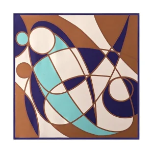 Pañuelo Cuadrado de Seda Pura con Patrón Geométrico - Tamaño 53x53cm