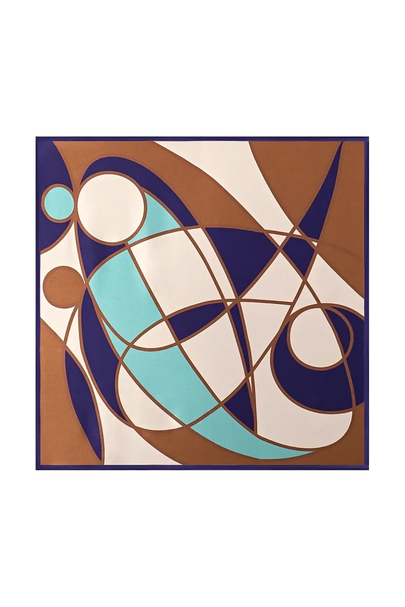 Pañuelo Cuadrado de Seda Pura con Patrón Geométrico - Tamaño 53x53cm - Imagen 2