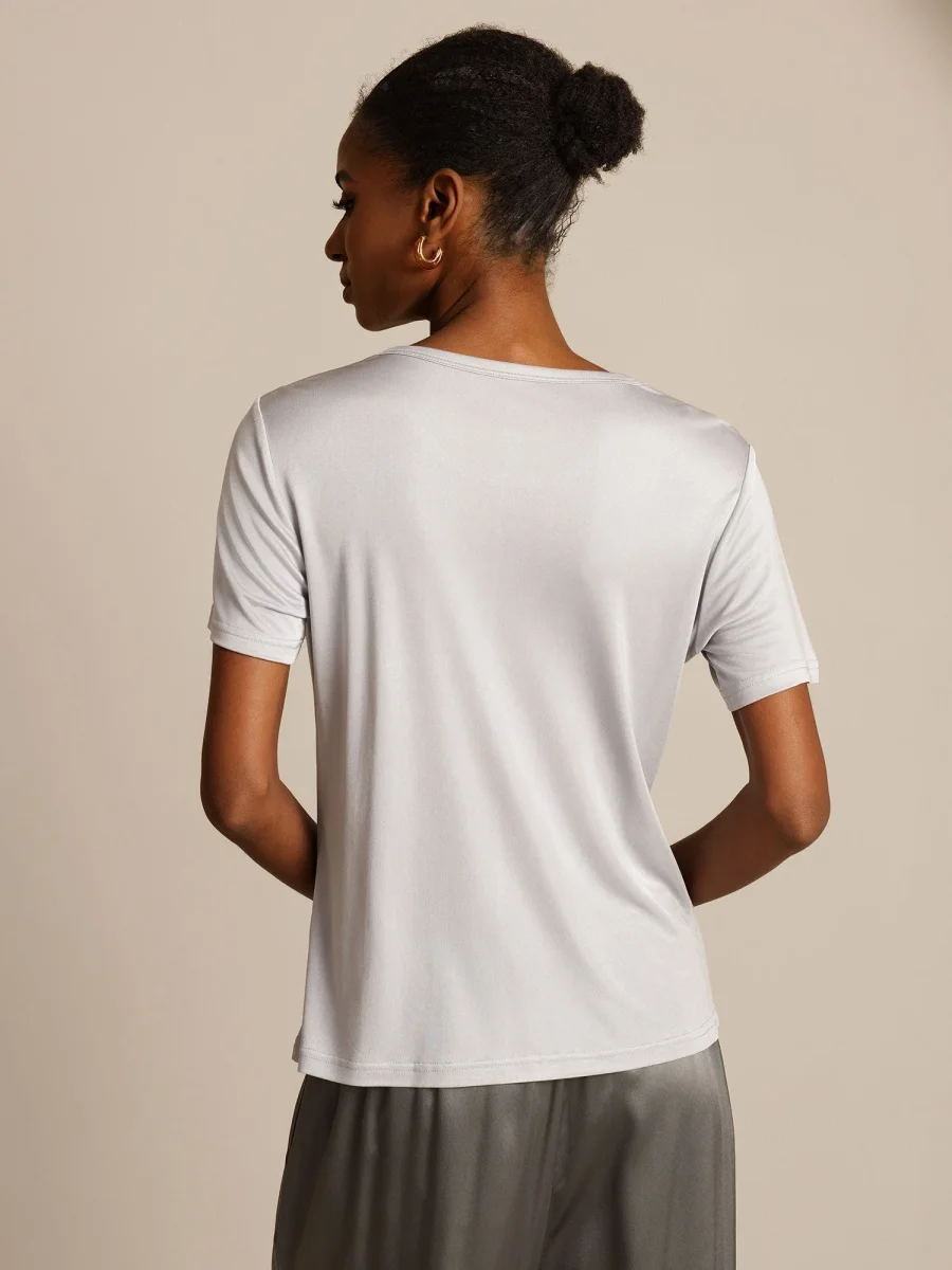 Camiseta de Manga Corta de Pura Seda para Mujer - Imagen 3