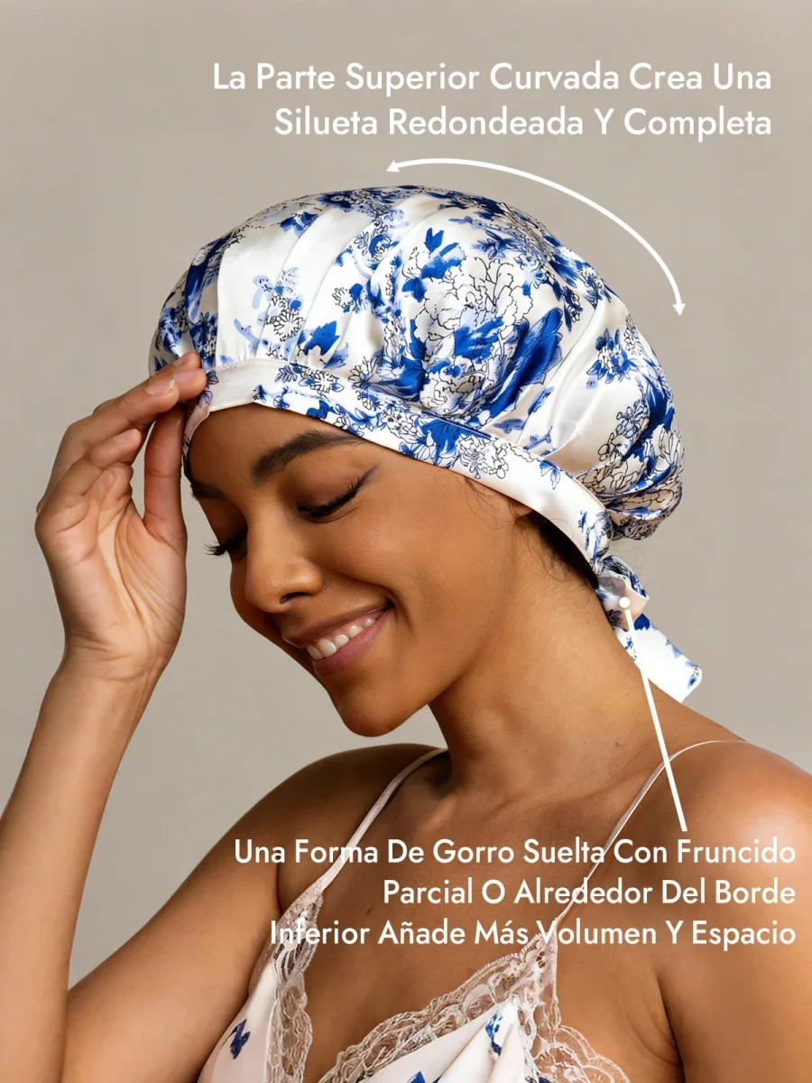 Gorro de Dormir de 100% Seda de Morera con Cintas - Imagen 4