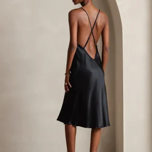 Vestido Largo de Seda Pura Sexy con Espalda Cruzada