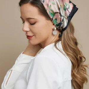 Pañuelo Cuadrado 100% Seda Morera Estampado Floral 53x53cm