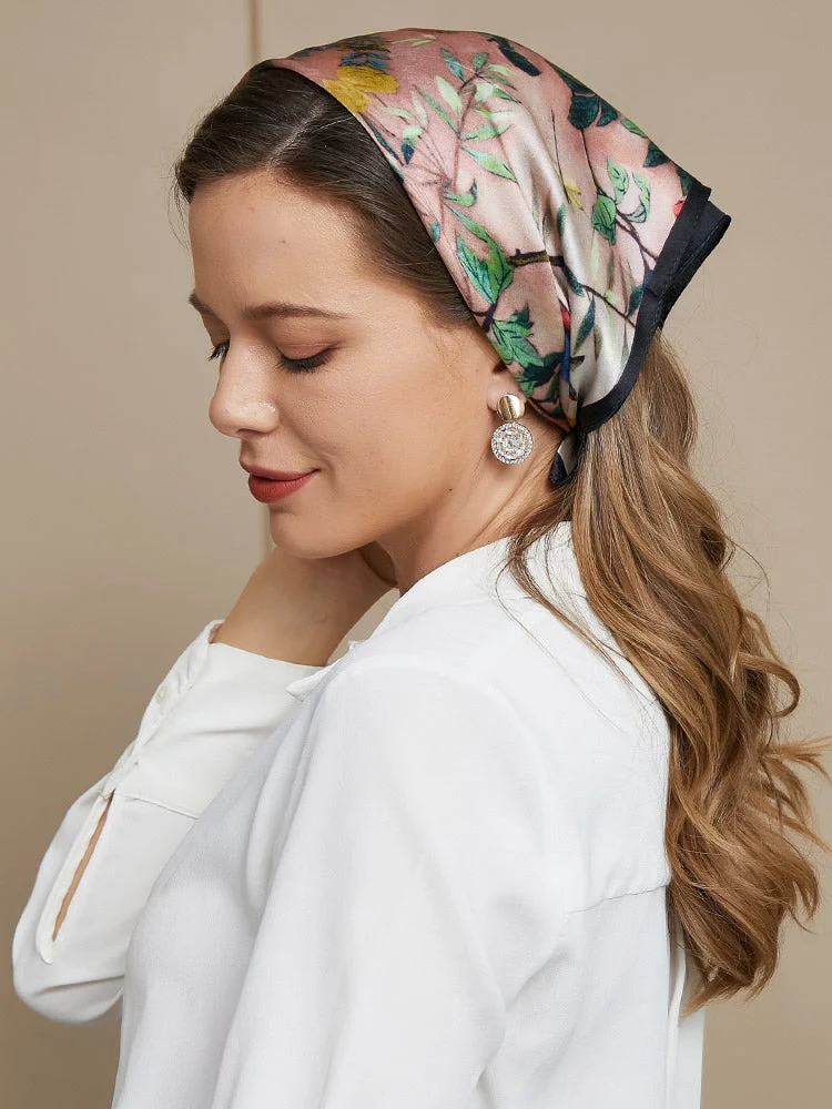 Pañuelo Cuadrado 100% Seda Morera Estampado Floral 53x53cm