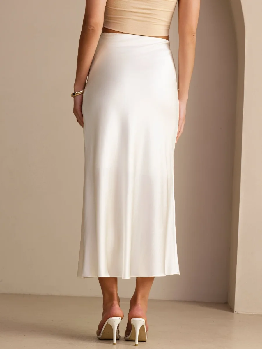 Falda Maxi Elegante De Seda 19 Momme Con Cintura Alta - Imagen 3