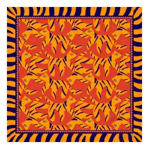 Pañuelo De Seda De Morera 100 Por Ciento Con Estampado De Perro Tamaño 90 x 90 cm
