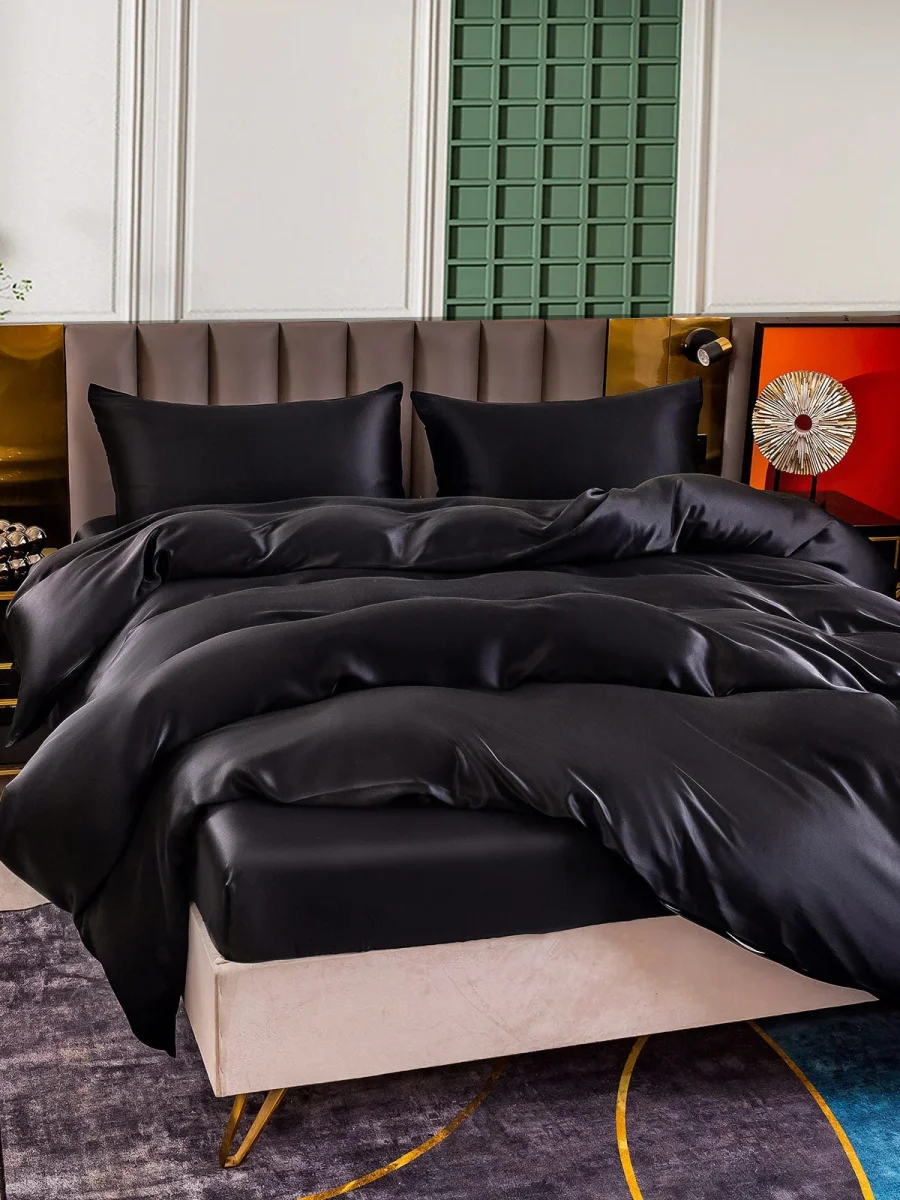 25Momme Juego De Seda De 4 Piezas: Funda Nórdica + Sábana Ajustable + 2 Fundas De Almohada - Imagen 4