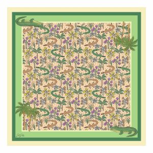 100 Seda De Morado Pañuelo Estampado Cocodrilo Tamaño 90x90cm