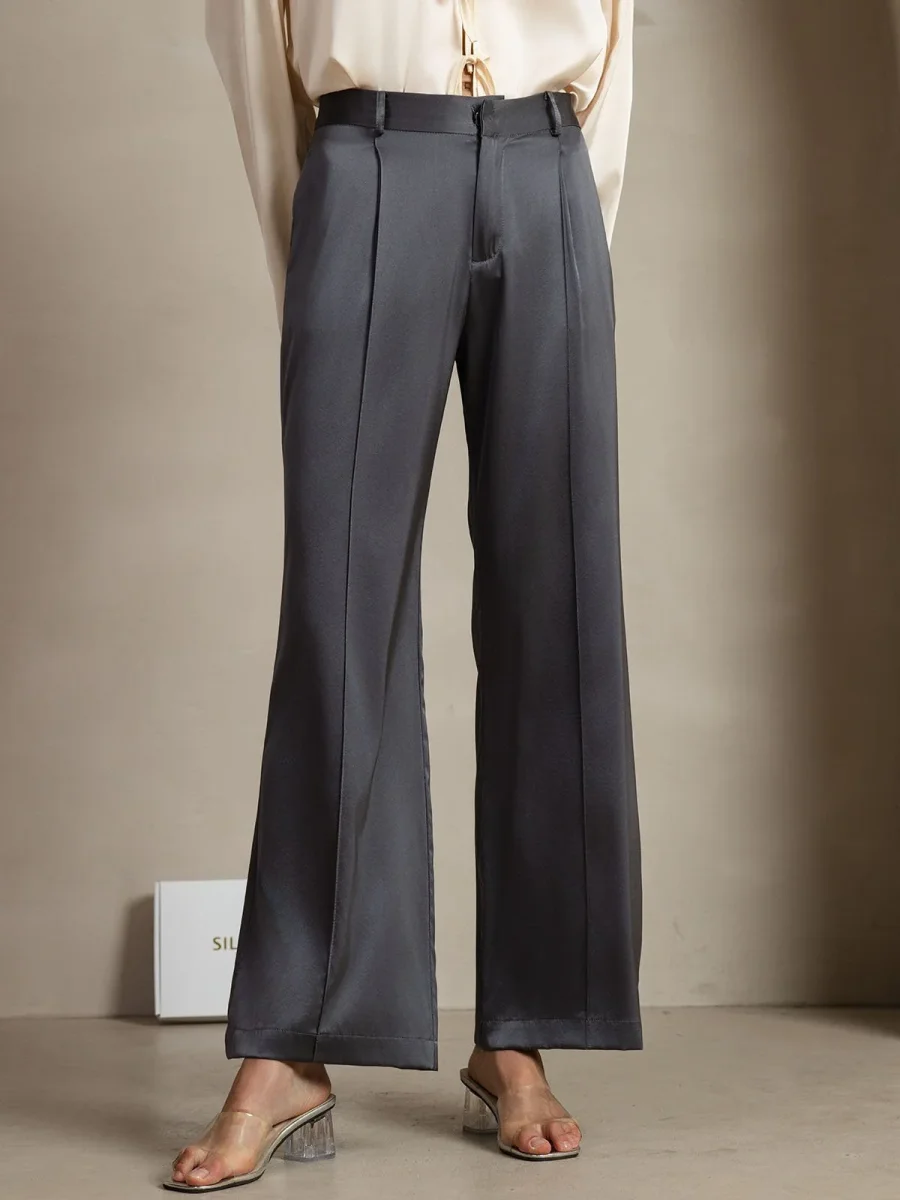 19Momme Seda Pantalones De Mujer Rectos Con Diseño De Bolsillos Laterales - Imagen 6