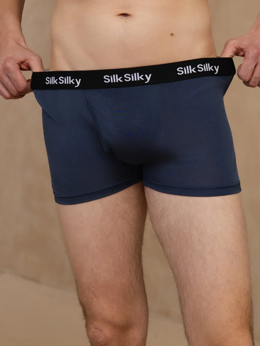 3 Piezas Seda Pura Hombres Comodidad Transpirable Boxer Brief Ropa Interior - Imagen 6