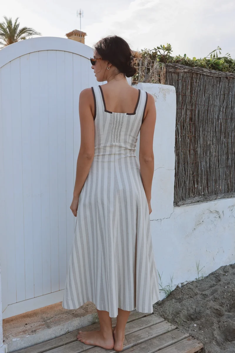 Vestido Terra Rayas Beige - Imagen 6