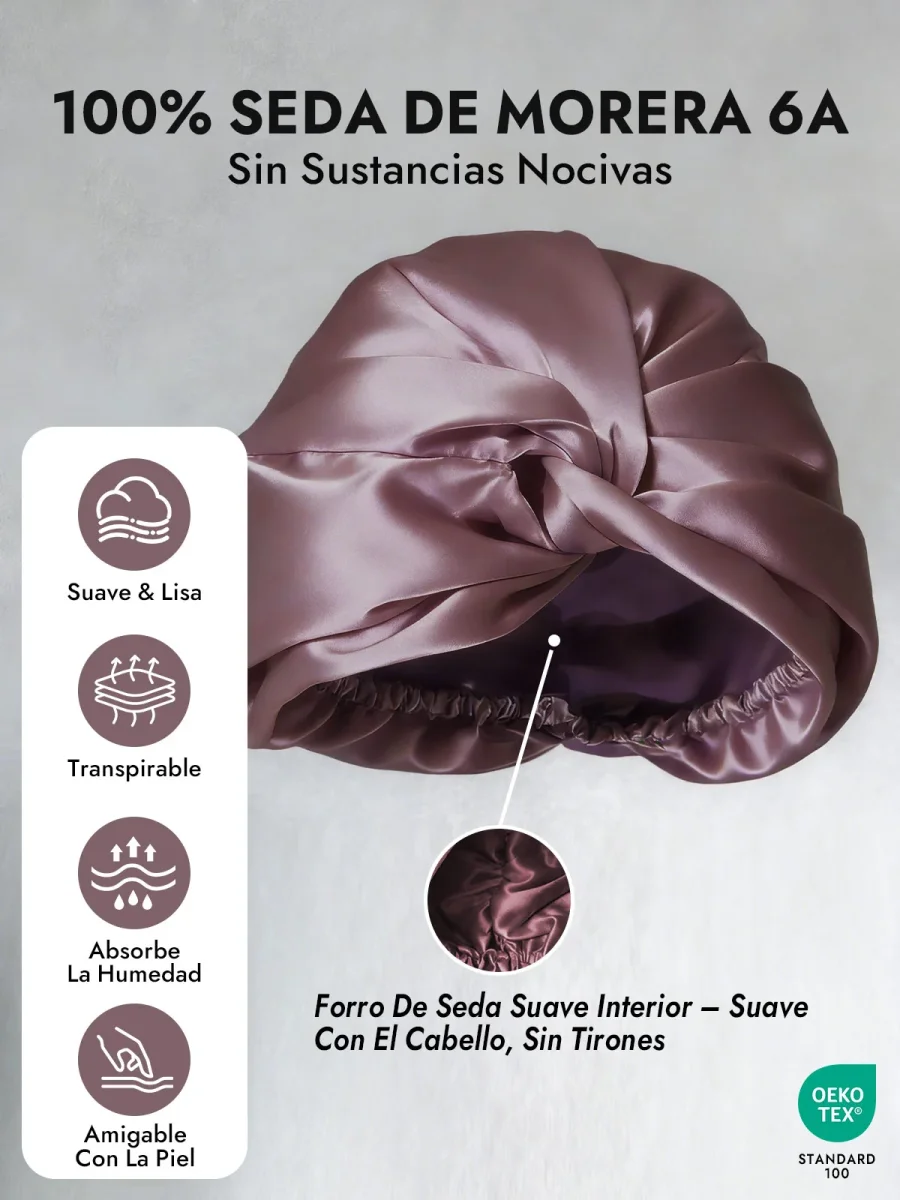 Gorro De Pura Seda Con Nudo Frontal - Imagen 4