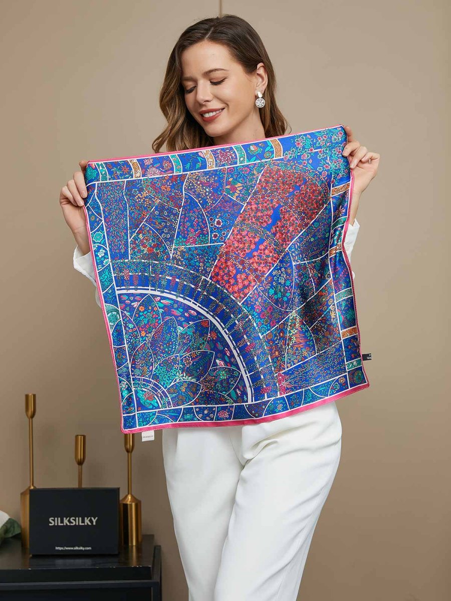 Pañuelo Estampado Floral 100% Seda Morera 53x53cm - Imagen 4