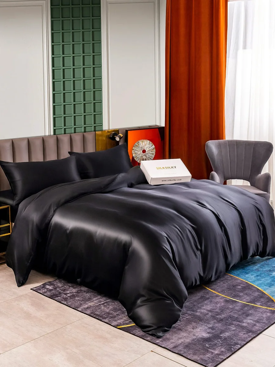 25Momme Juego De Seda De 4 Piezas: Funda Nórdica + Sábana Ajustable + 2 Fundas De Almohada - Imagen 3
